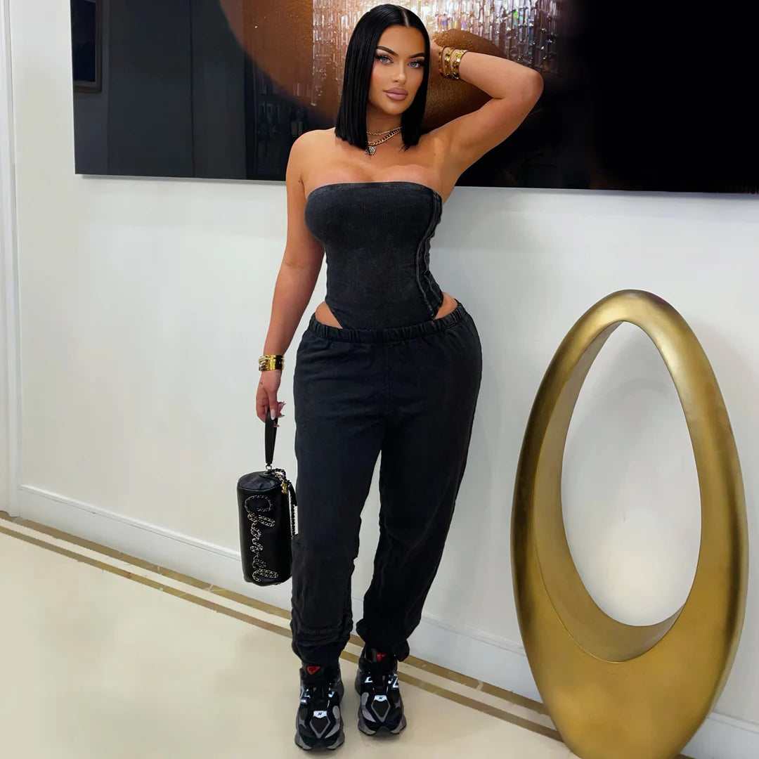 WASH TUBE BODYSUIT & SWEATPANTS SET