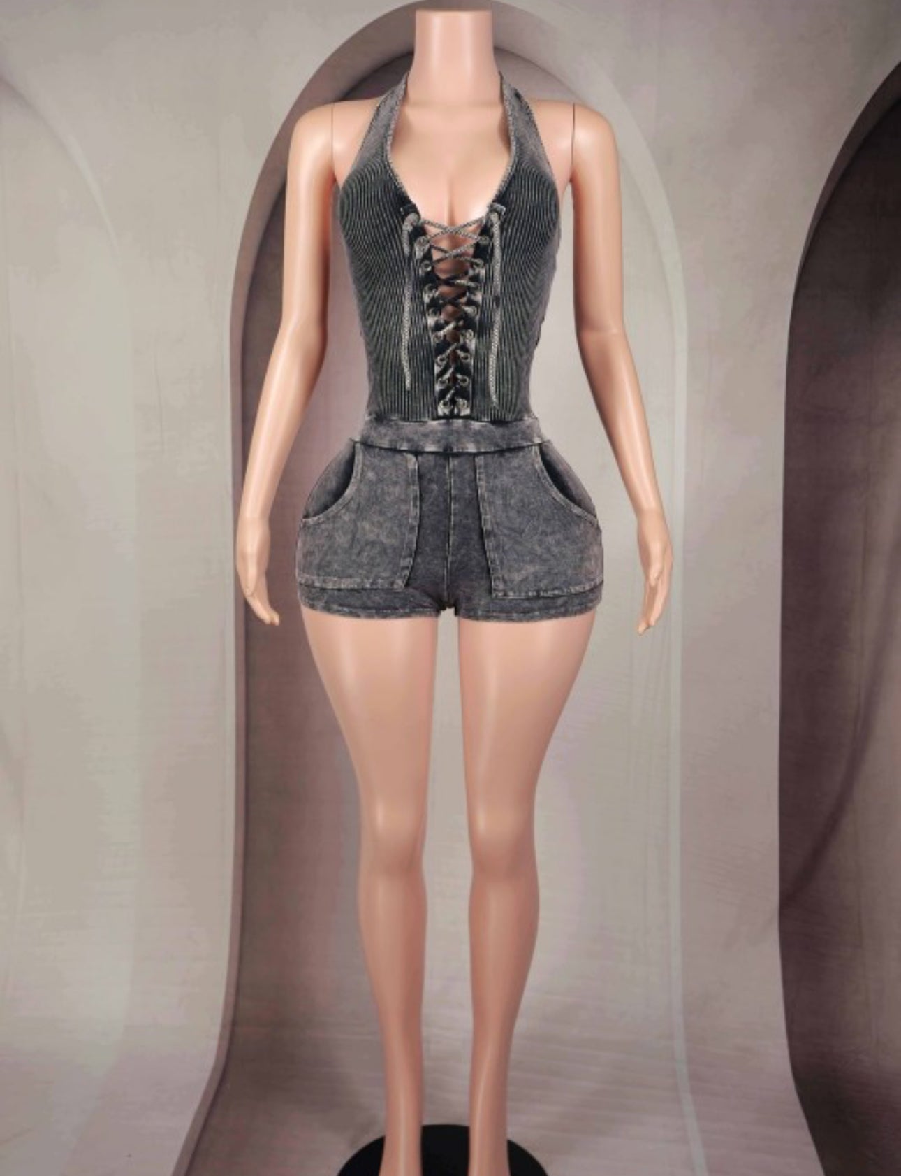 Sexy stone wash romper