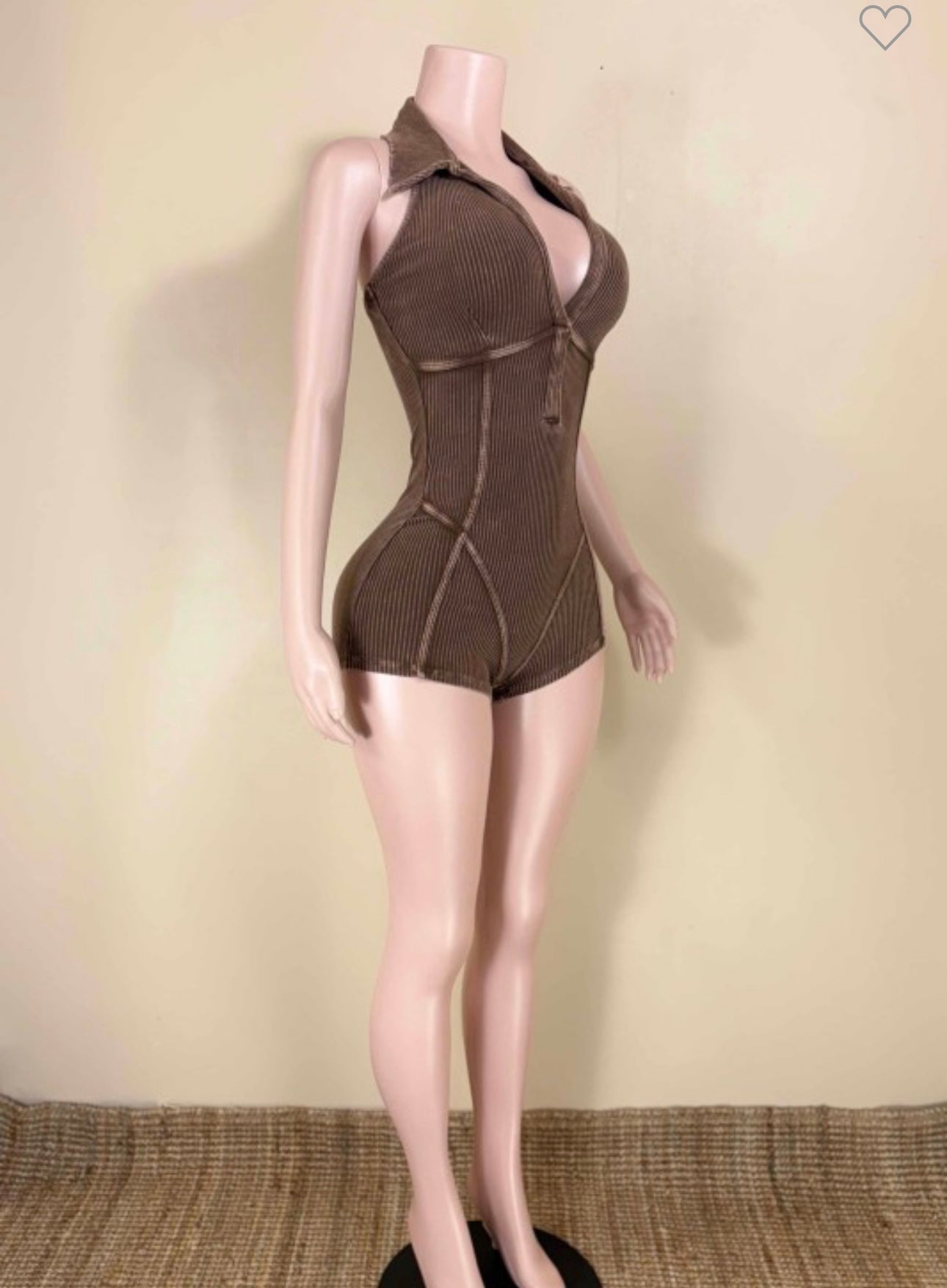 Brown stone wash romper