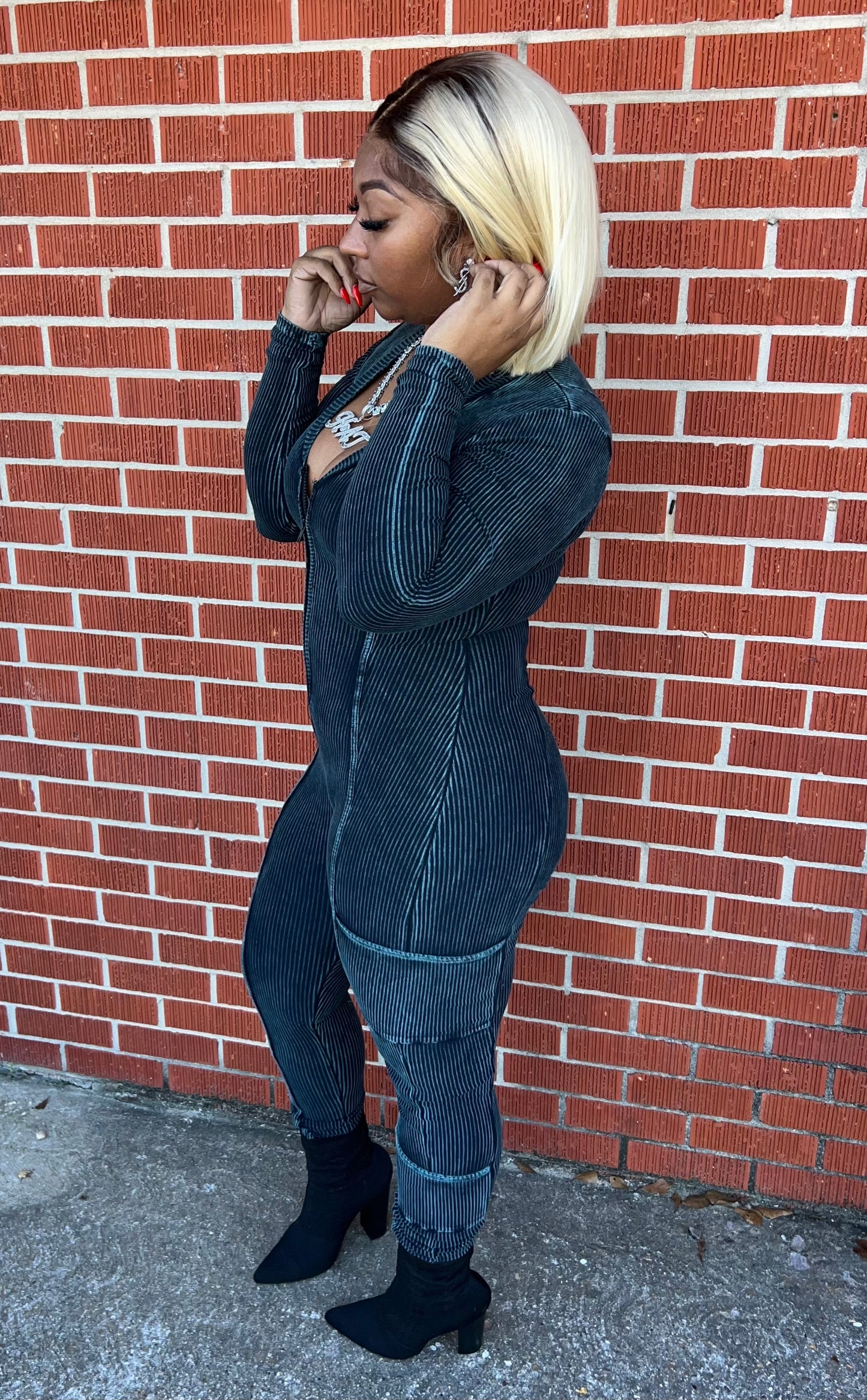 Krystal zip up romper