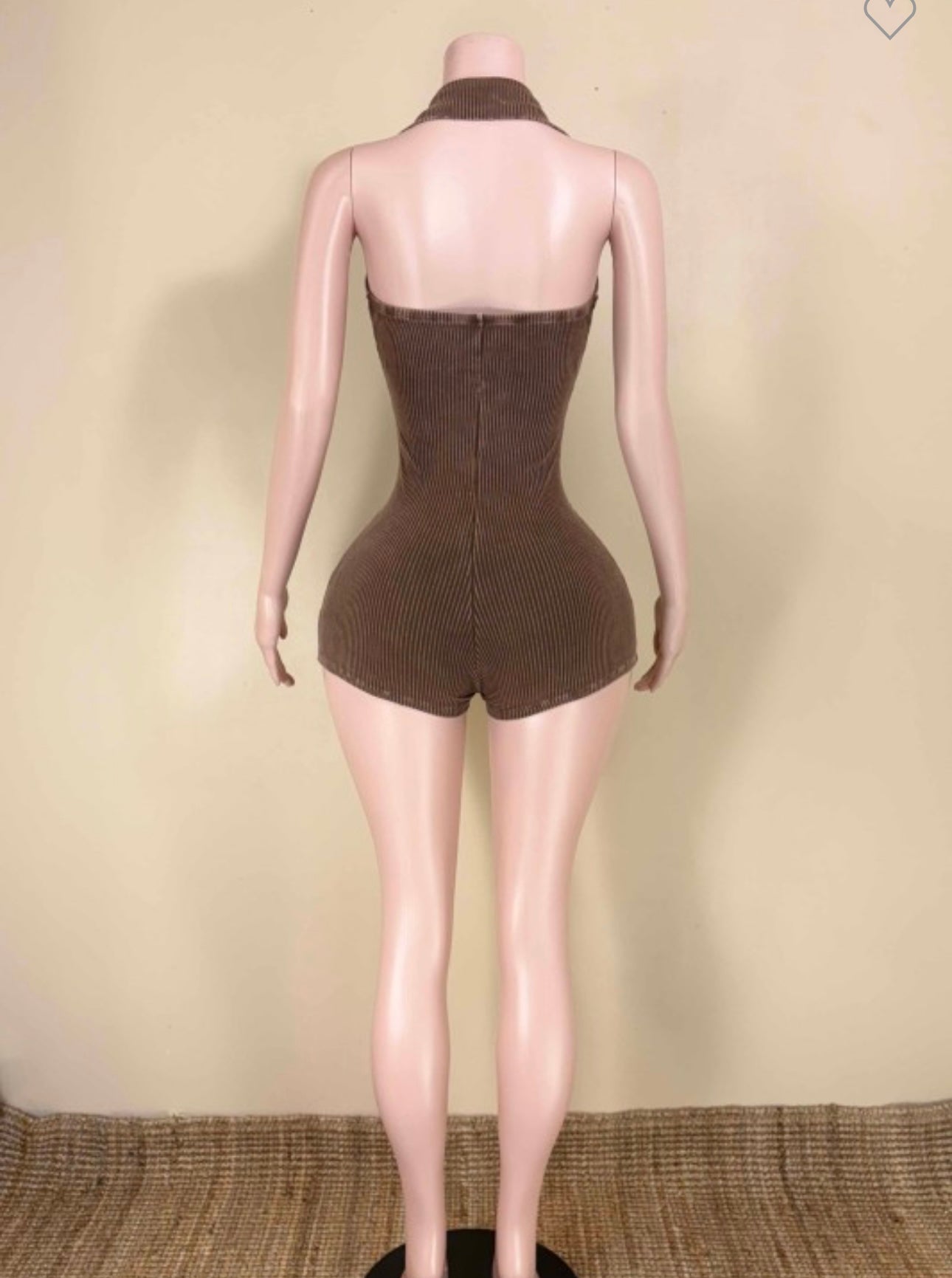 Brown stone wash romper