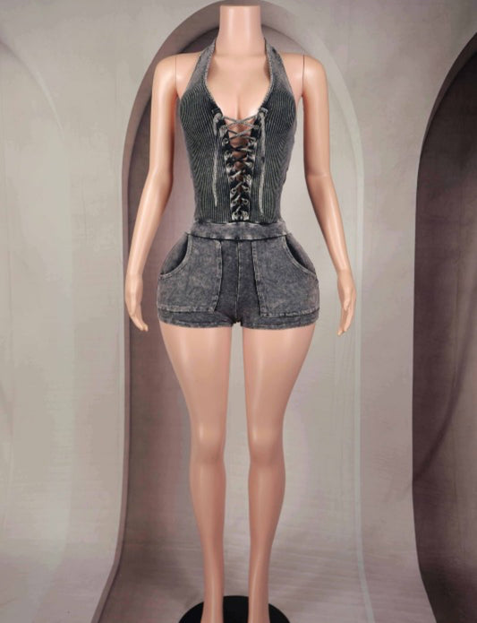 Sexy stone wash romper