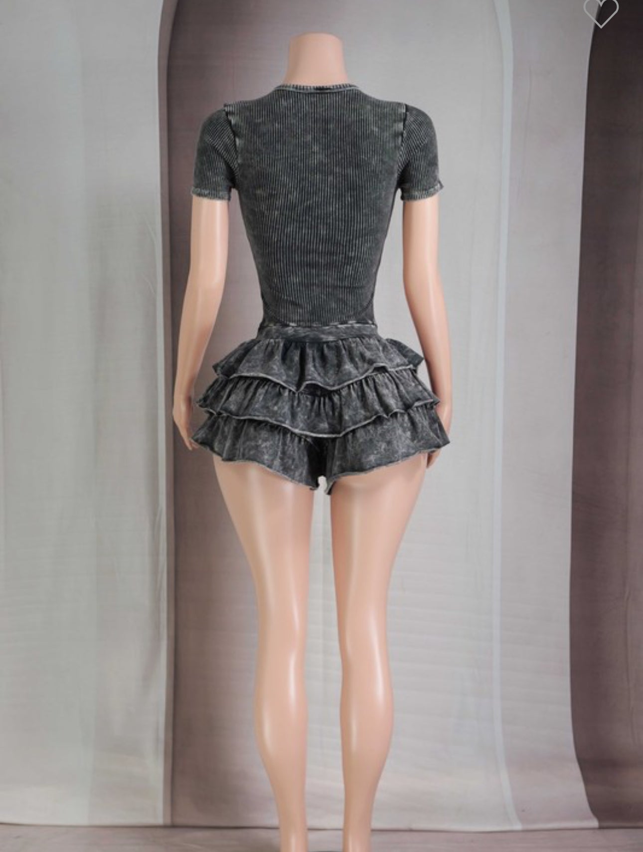 Stone wash skort romper